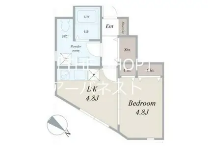 グランフォルト護国寺(1DK/1階)の間取り写真