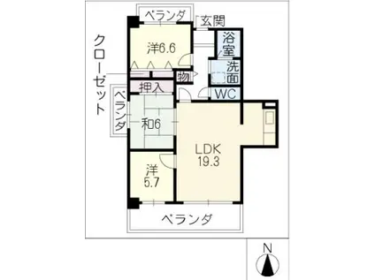 ウィン・コート白川(3LDK/10階)の間取り写真