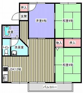 エヴァグリーンB(3LDK/2階)の間取り写真