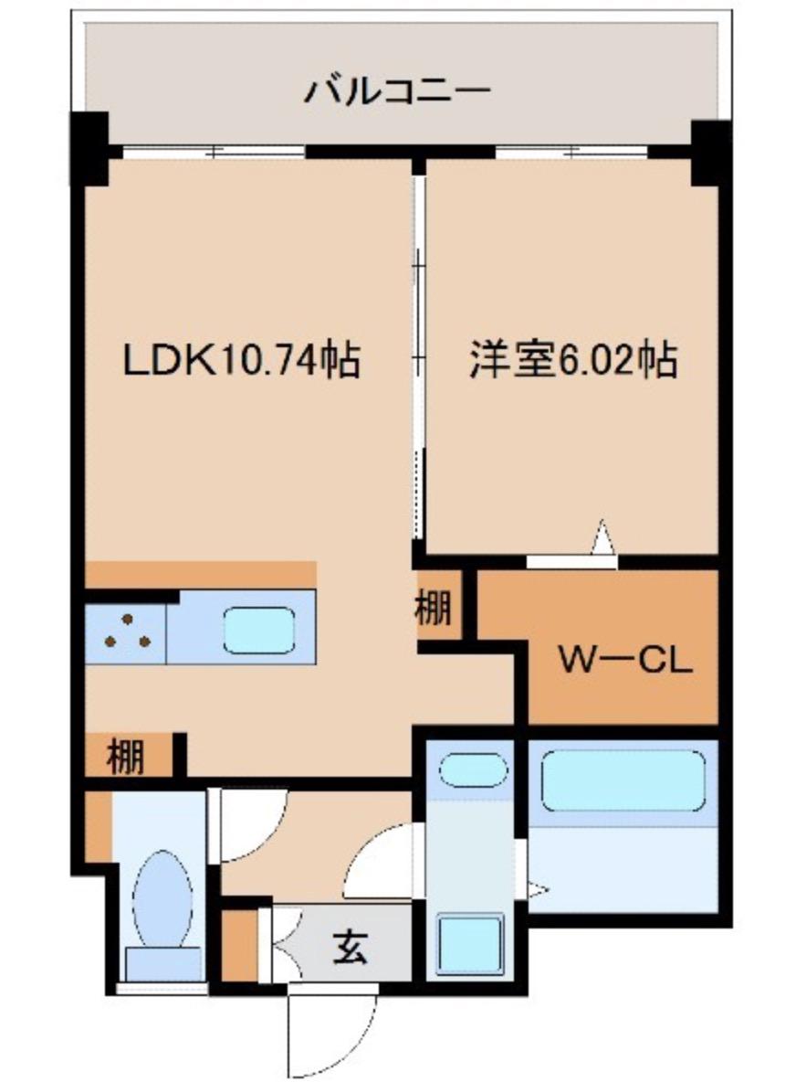 メラヴィリア大政(1LDK/6階)の間取り写真