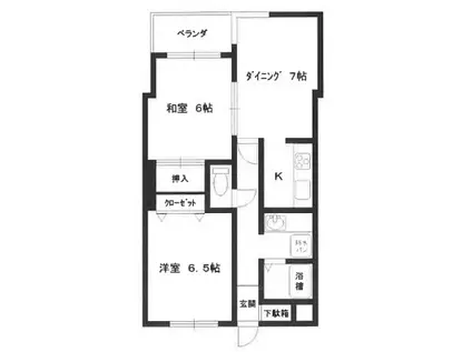 フォーチュン北本町(2LDK/2階)の間取り写真