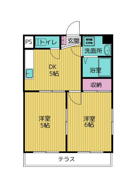 ハイツ綾瀬(2DK/1階)の間取り写真