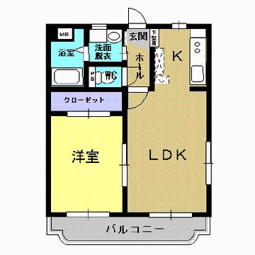 フィルセント(1LDK/3階)の間取り写真
