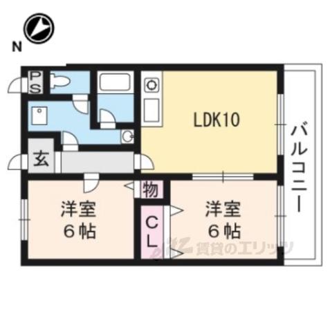 ヴィラデグラン(2LDK/3階)の間取り写真