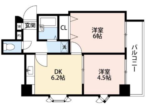 ＪＲ山手線 鶯谷駅 徒歩5分 8階建 築38年(2DK/2階)の間取り写真