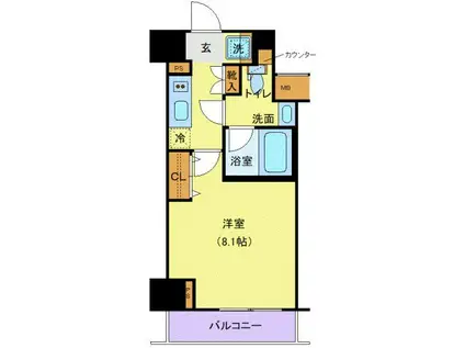 ジェノヴィア新宿中落合スカイガーデン(1K/3階)の間取り写真