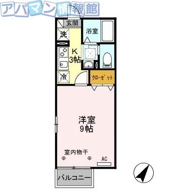 リビングカメリアA棟(1K/1階)の間取り写真