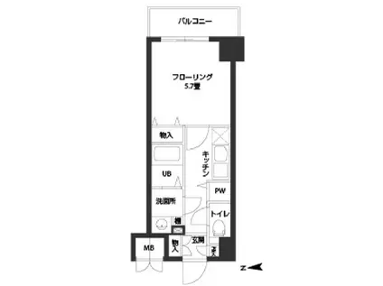 ルクレ難波(1K/2階)の間取り写真