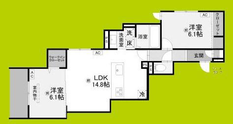 ラ メゾン ピック 中百舌鳥II(2LDK/1階)の間取り写真