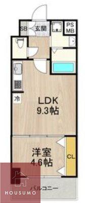 セノアタワー新大阪(1LDK/9階)の間取り写真
