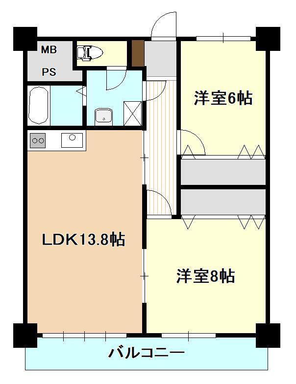 高志ハイツ(2LDK/3階)の間取り写真