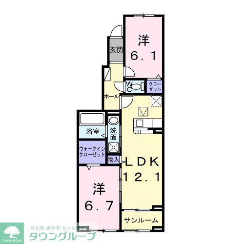 エリオス(2LDK/1階)の間取り写真