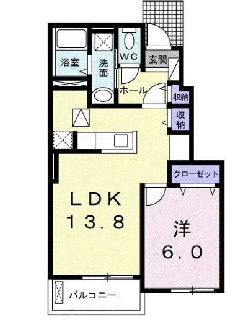 クワルツ・ド・ロッシュ奏(1LDK/1階)の間取り写真