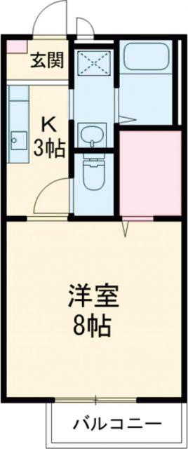 ハヤード美旗A棟(1K/2階)の間取り写真