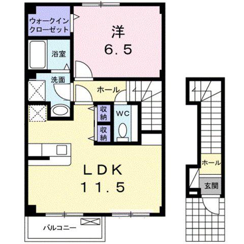 サン・サプリーム(1LDK/2階)の間取り写真