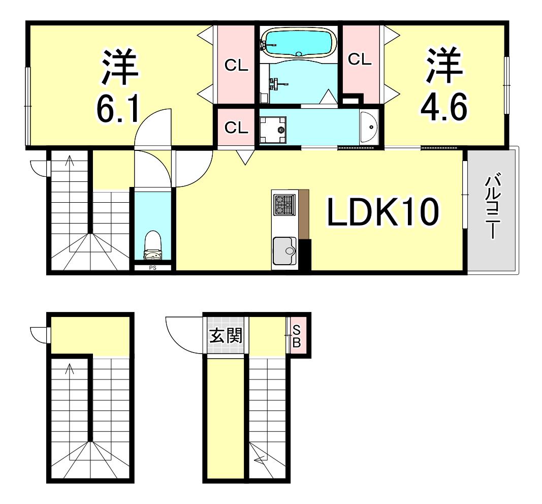 YSテラス(2LDK/3階)の間取り写真