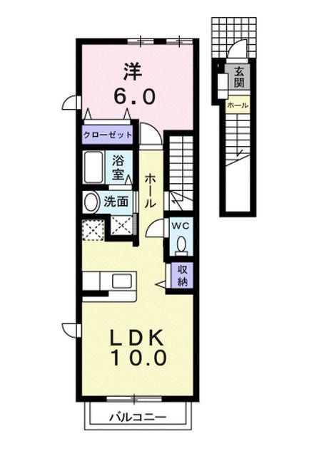 アイ・ビーコート B(1LDK/2階)の間取り写真