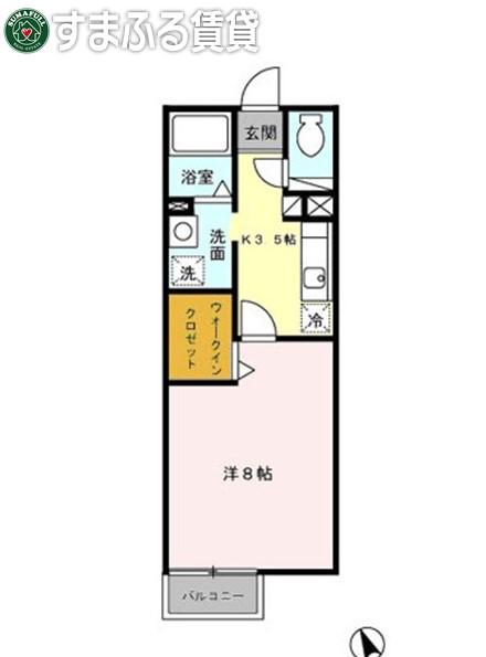 セジュール光ヶ丘(1K/2階)の間取り写真