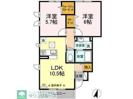 サーフィスポート 滝の川 II(2LDK/1階)の間取り写真