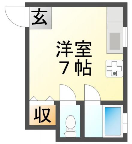 千里山S2ビル(ワンルーム/4階)の間取り写真