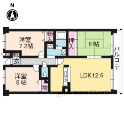 デミューズ木幡(3LDK/2階)の間取り写真