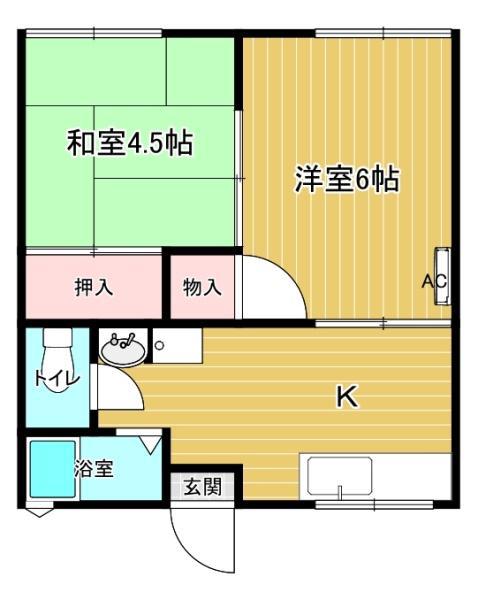 局アパート(2DK/1階)の間取り写真