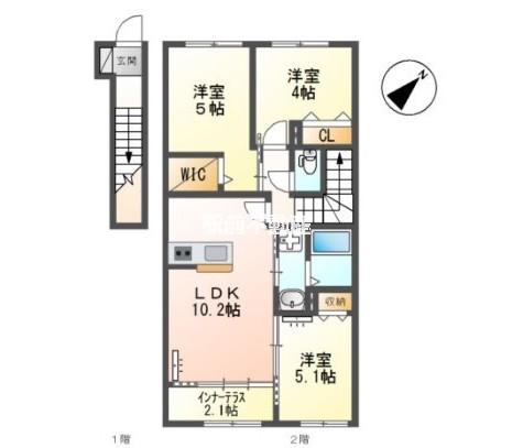 MANA(3LDK/2階)の間取り写真