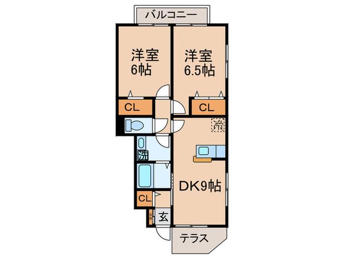 センターハウス B棟(2DK/1階)の間取り写真