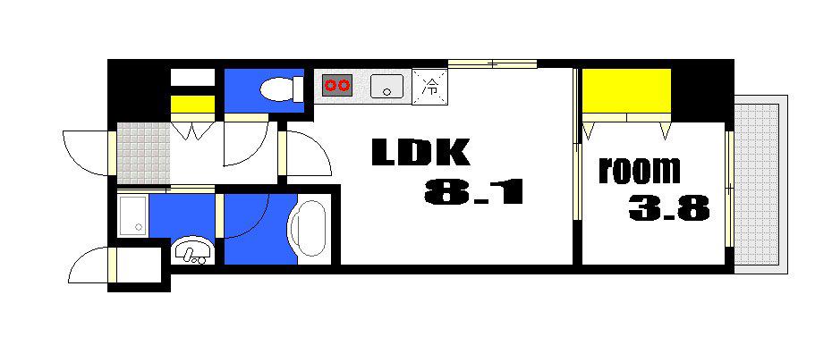 S-RESIDENCE宇品5丁目II(1LDK/5階)の間取り写真