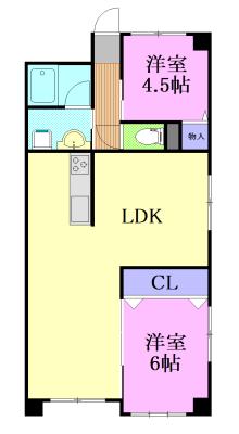 ドミール河原(2LDK/9階)の間取り写真
