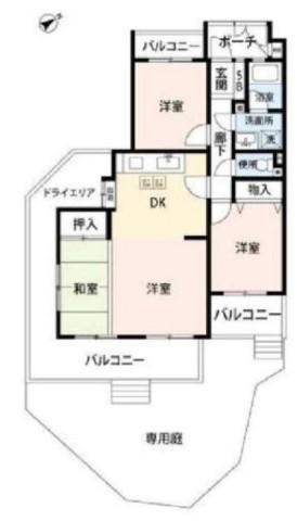 ライオンズマンション左京山第二C棟(3LDK/1階)の間取り写真