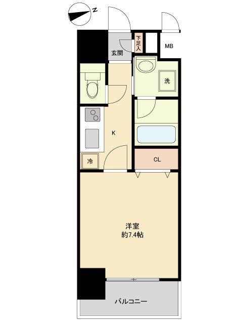 パークフラッツ本町(1K/8階)の間取り写真