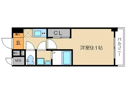 インベスト京都修学院(1K/2階)の間取り写真