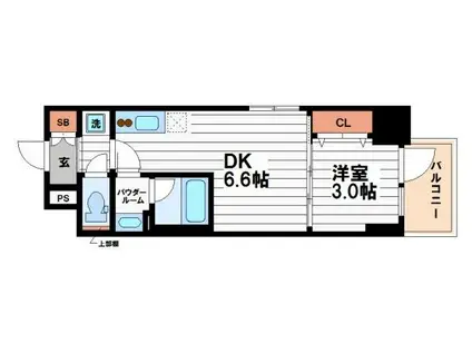 DIMUS北浜(1DK/3階)の間取り写真