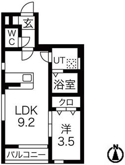 RELAIR増田(1LDK/1階)の間取り写真