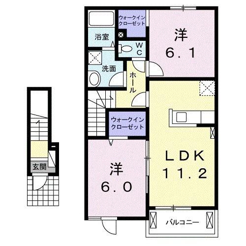カーサ・セレッソ KII(2LDK/2階)の間取り写真