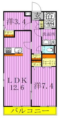 リブリ・JUNE KALUNASIA(2LDK/3階)の間取り写真