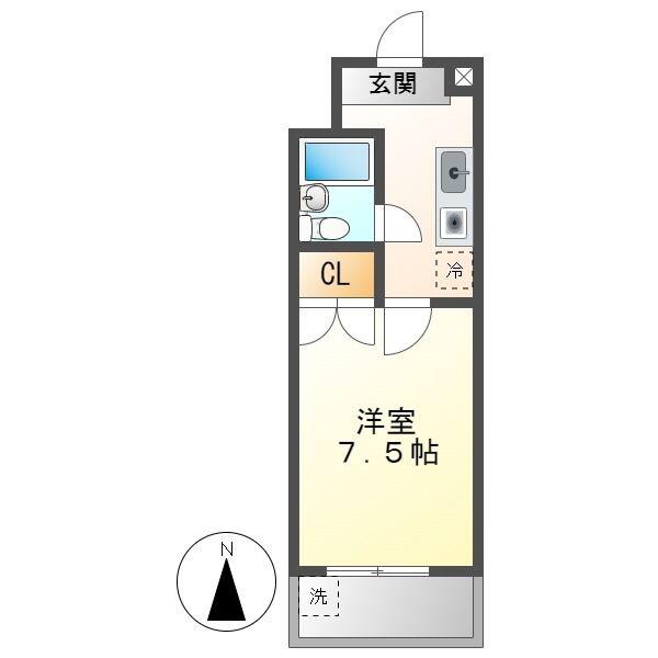 コーポ英大(1K/2階)の間取り写真