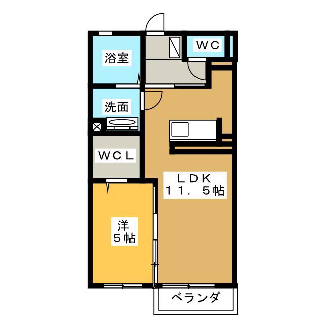 アネシスM(1LDK/1階)の間取り写真