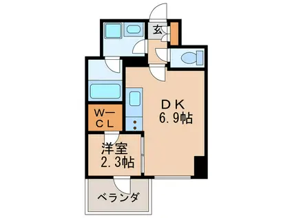 ディアレイシャス丸の内(1DK/3階)の間取り写真