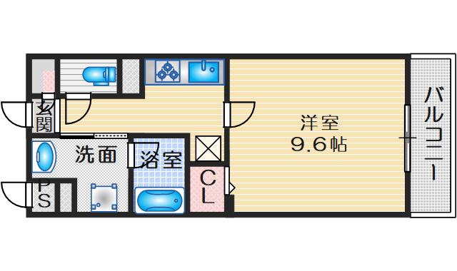 GRANDIR服部(1K/4階)の間取り写真
