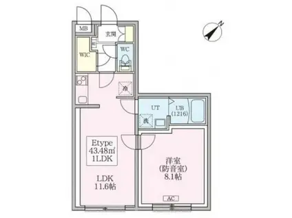 防音マンションスカイラシクラス平和台(1LDK/1階)の間取り写真