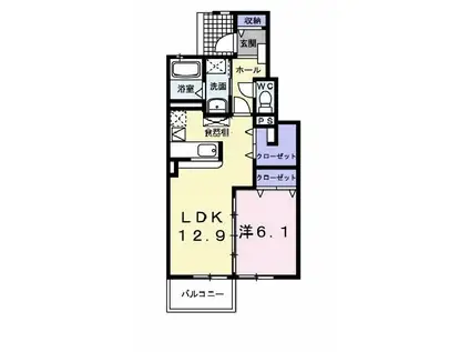 メゾン・ド・ソレイユA(1LDK/1階)の間取り写真