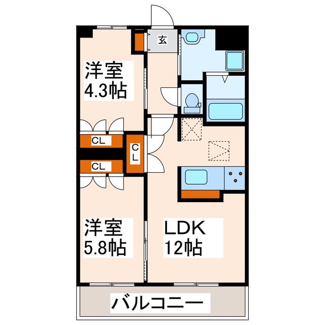 KANNA-KAMUI(2LDK/5階)の間取り写真