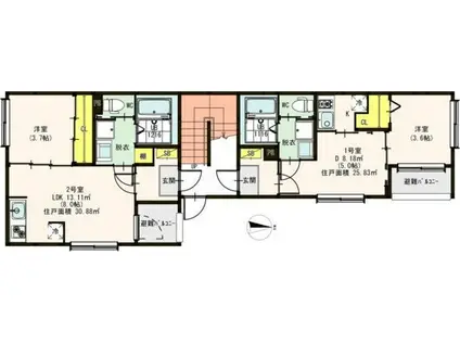 フェリーチェ長筬(1DK/1階)の間取り写真