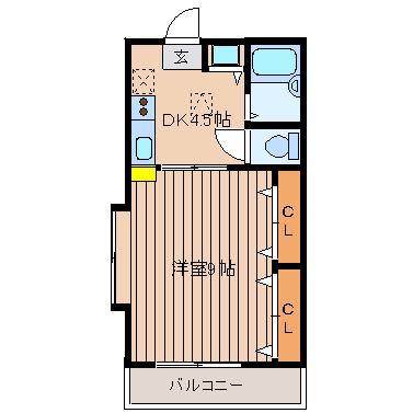 ヒルズアヅマ(1DK/2階)の間取り写真