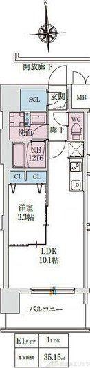 スプランディッド大阪イースト(1LDK/7階)の間取り写真