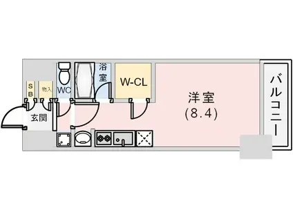 アスヴェル神戸元町海岸通(ワンルーム/9階)の間取り写真