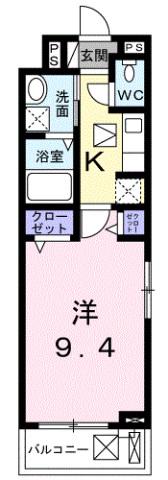 フランメゾンII(1K/1階)の間取り写真