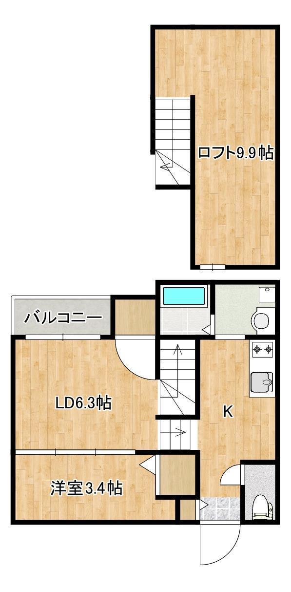 コアスクエアII(1LDK/1階)の間取り写真